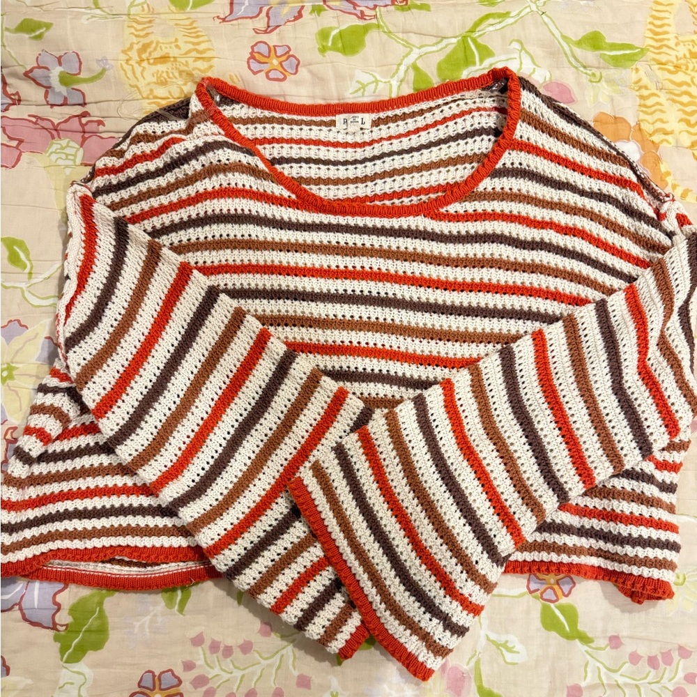POL Women's Knit Skirt - Orange, Brown, and Cream